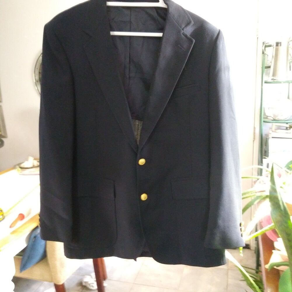 Vintage 1970 Suit Jacket Crafted IN U.S.A. label 42R Deep Navy Blue
